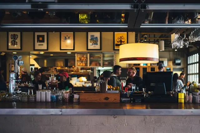 Coffee at a cafe counter